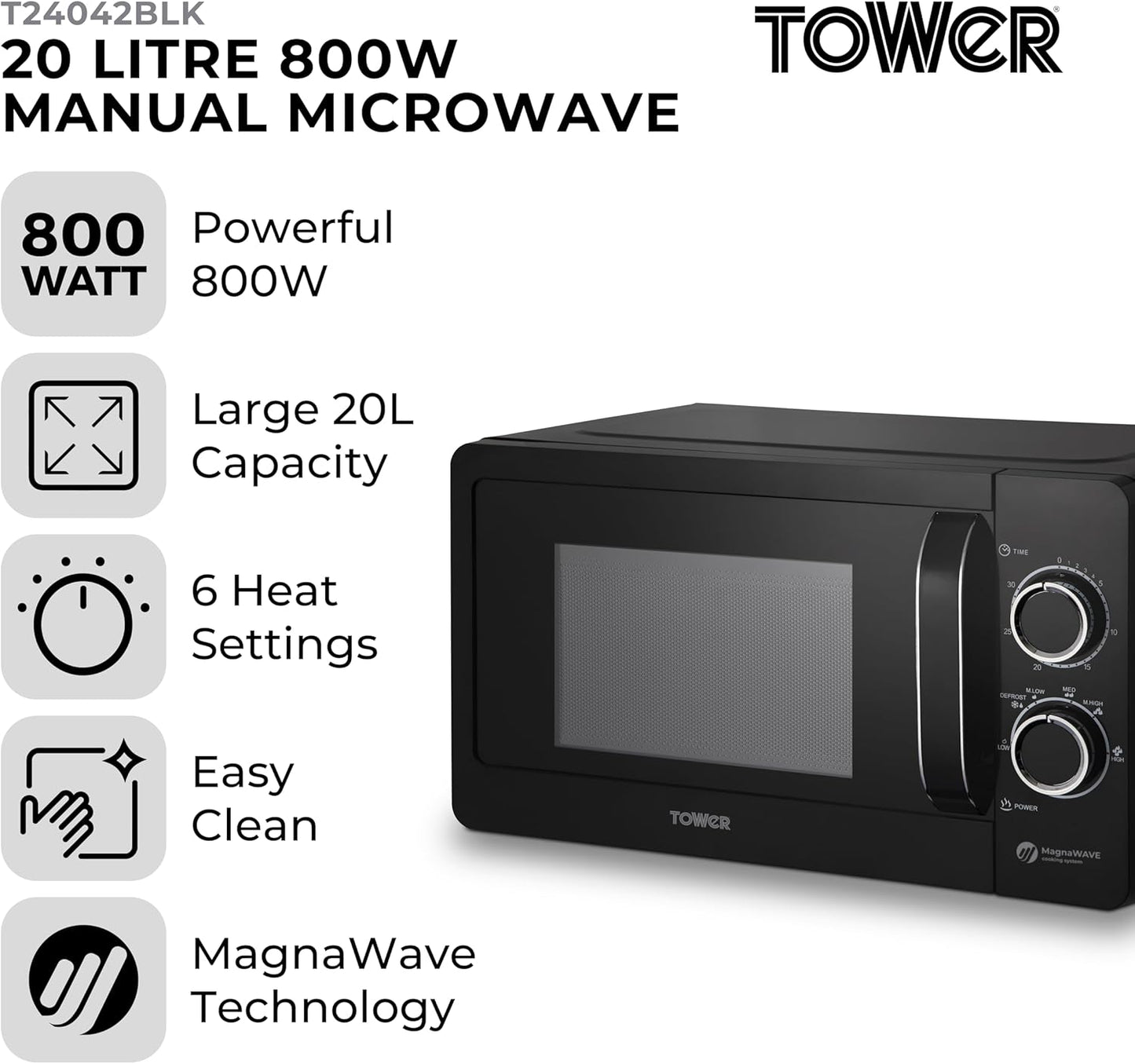 🍽️ Microwave + Mini Fridge Kit - Tower x AstroAI Kitchen Combo